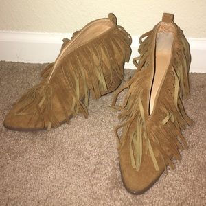 Brown Fringe Booties